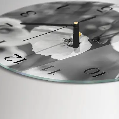Ronde glazen klok Klaprozen
