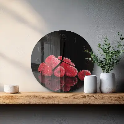 Ronde glas klok Frambozen