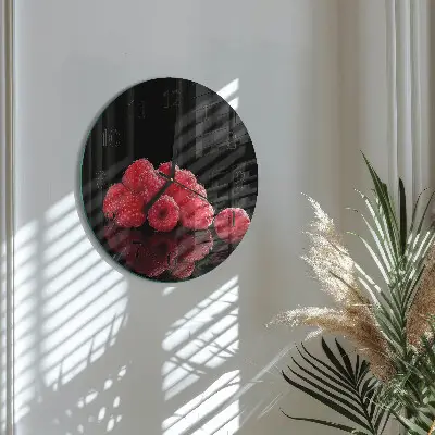Ronde glas klok Frambozen