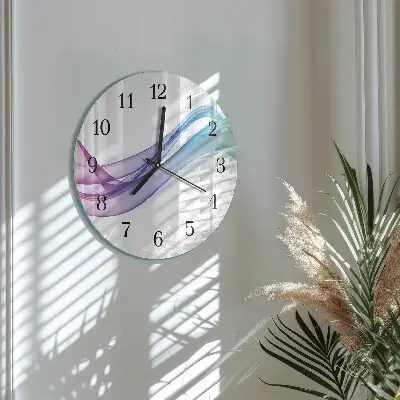 Ronde glazen klok Abstracte lijnen