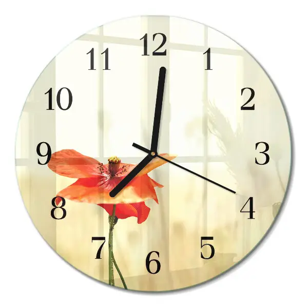 Ronde glazen klok Papaver