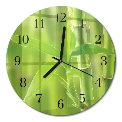 Ronde glas klok Bamboe