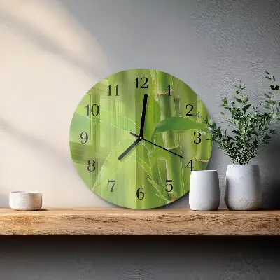 Ronde glas klok Bamboe