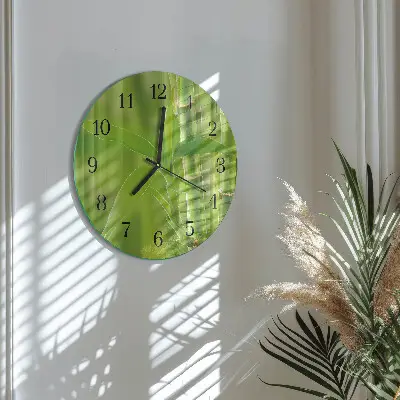 Ronde glas klok Bamboe