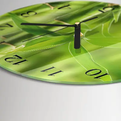 Ronde glas klok Bamboe