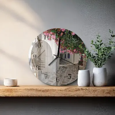 Klok glas met opdruk rond Bloemensteeg