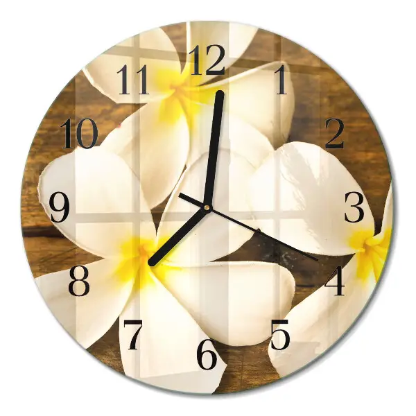 Wandklok glas decoratie rond Bloemen