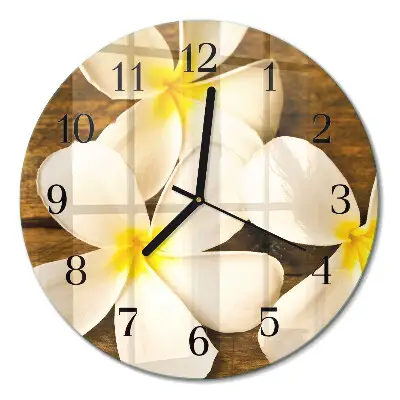 Wandklok glas decoratie rond Bloemen