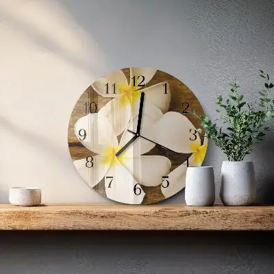 Wandklok glas decoratie rond Bloemen