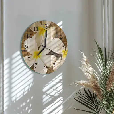 Wandklok glas decoratie rond Bloemen