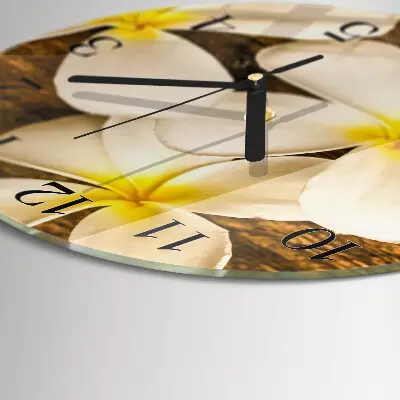 Wandklok glas decoratie rond Bloemen