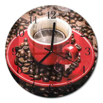 Ronde glazen klok Een kopje koffie