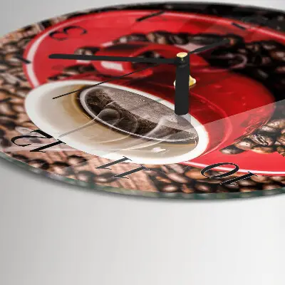 Ronde glazen klok Een kopje koffie