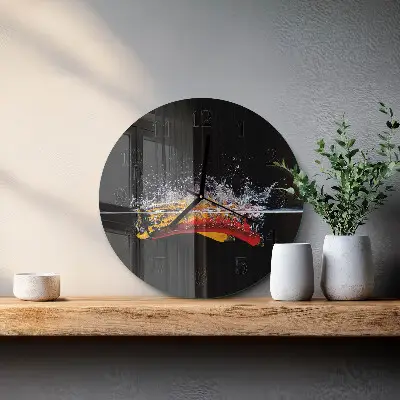 Ronde glazen wandklok Chilipepers