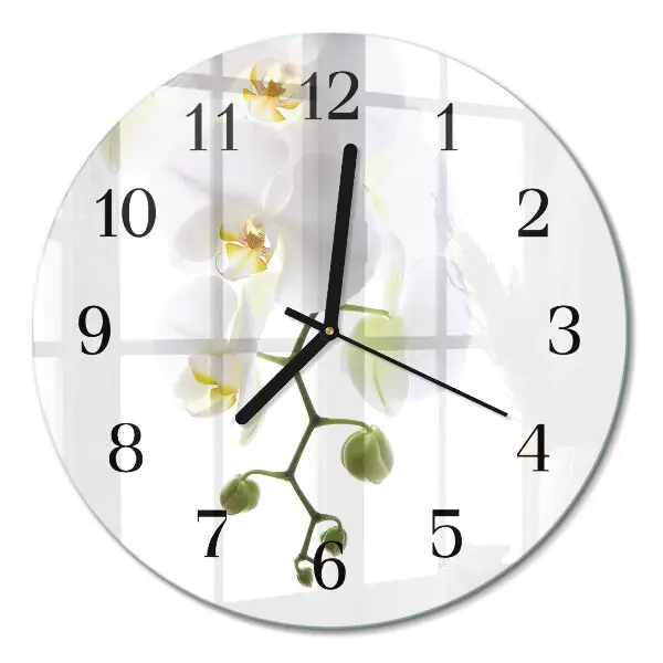 Ronde glas klok Orchidee