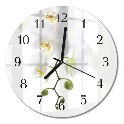 Ronde glas klok Orchidee