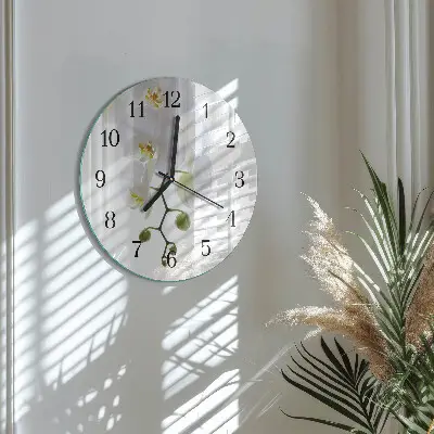 Ronde glas klok Orchidee