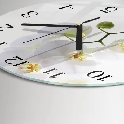 Ronde glas klok Orchidee