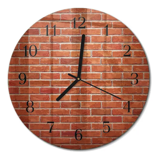 Ronde glazen wandklok Bakstenen muur