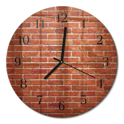 Ronde glazen wandklok Bakstenen muur