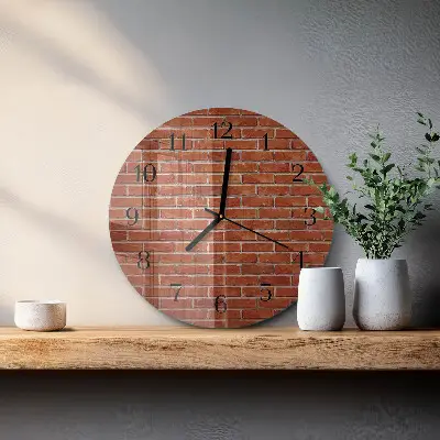 Ronde glazen wandklok Bakstenen muur