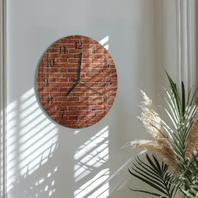 Ronde glazen wandklok Bakstenen muur