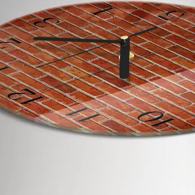 Ronde glazen wandklok Bakstenen muur