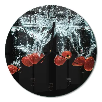 Wandklok glas decoratie rond Aardbeien
