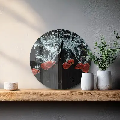 Wandklok glas decoratie rond Aardbeien