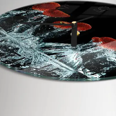 Wandklok glas decoratie rond Aardbeien