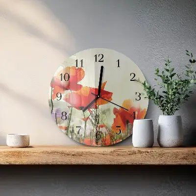 Ronde glas klok Klaprozen