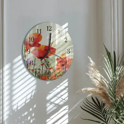 Ronde glas klok Klaprozen