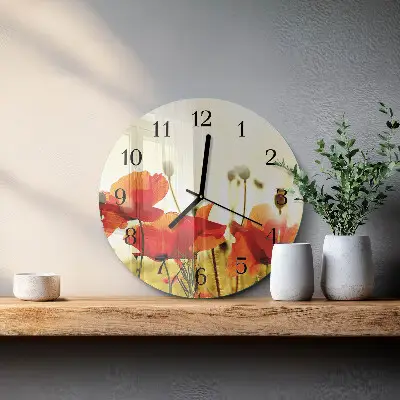Klok glas met opdruk rond Klaprozen