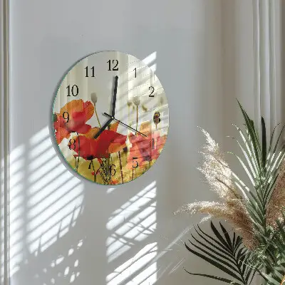 Klok glas met opdruk rond Klaprozen