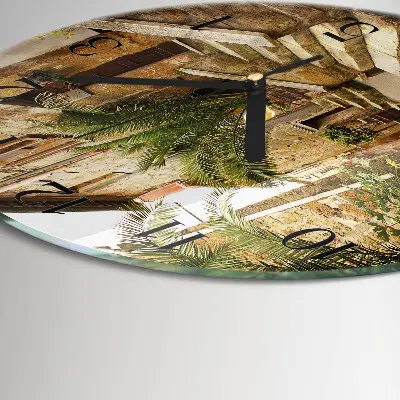 Wandklok glas decoratie rond Palm avenue