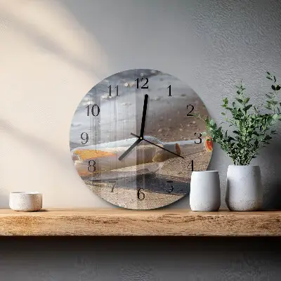 Klok glas met opdruk rond Bericht in een fles