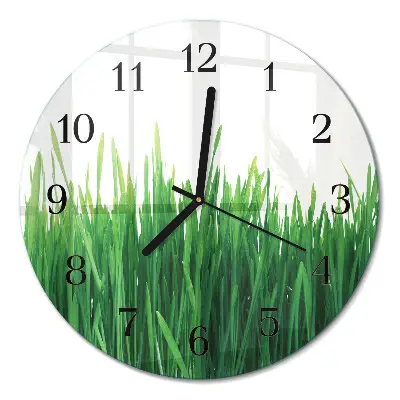 Wandklok glas decoratie rond Gras