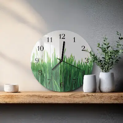 Wandklok glas decoratie rond Gras