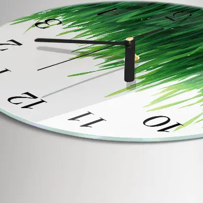 Wandklok glas decoratie rond Gras
