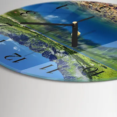 Ronde glazen wandklok Bergmeer