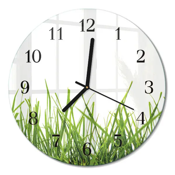 Wandklok glas decoratie rond Gras