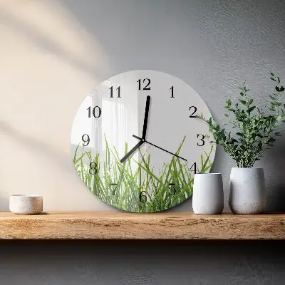 Wandklok glas decoratie rond Gras