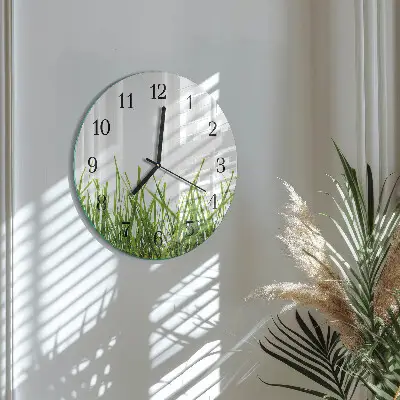 Wandklok glas decoratie rond Gras