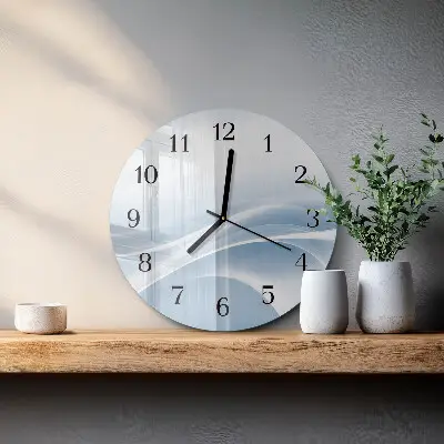 Ronde glazen wandklok Abstracte lijnen
