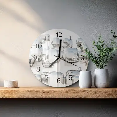 Klok glas met opdruk rond 3d-kubus