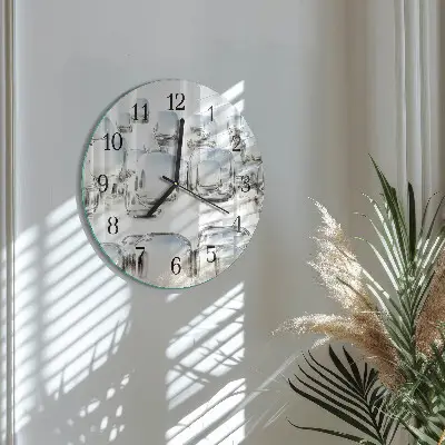 Klok glas met opdruk rond 3d-kubus