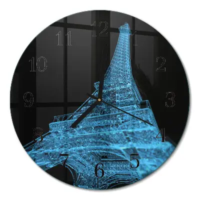 Ronde glazen wandklok Eiffeltoren parijs