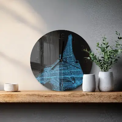 Ronde glazen wandklok Eiffeltoren parijs