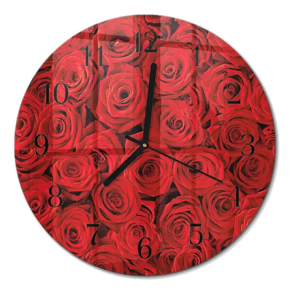 Wandklok glas decoratie rond Rozen