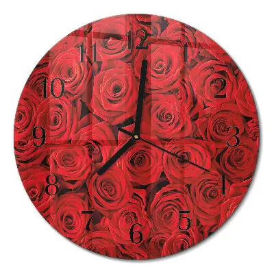 Wandklok glas decoratie rond Rozen